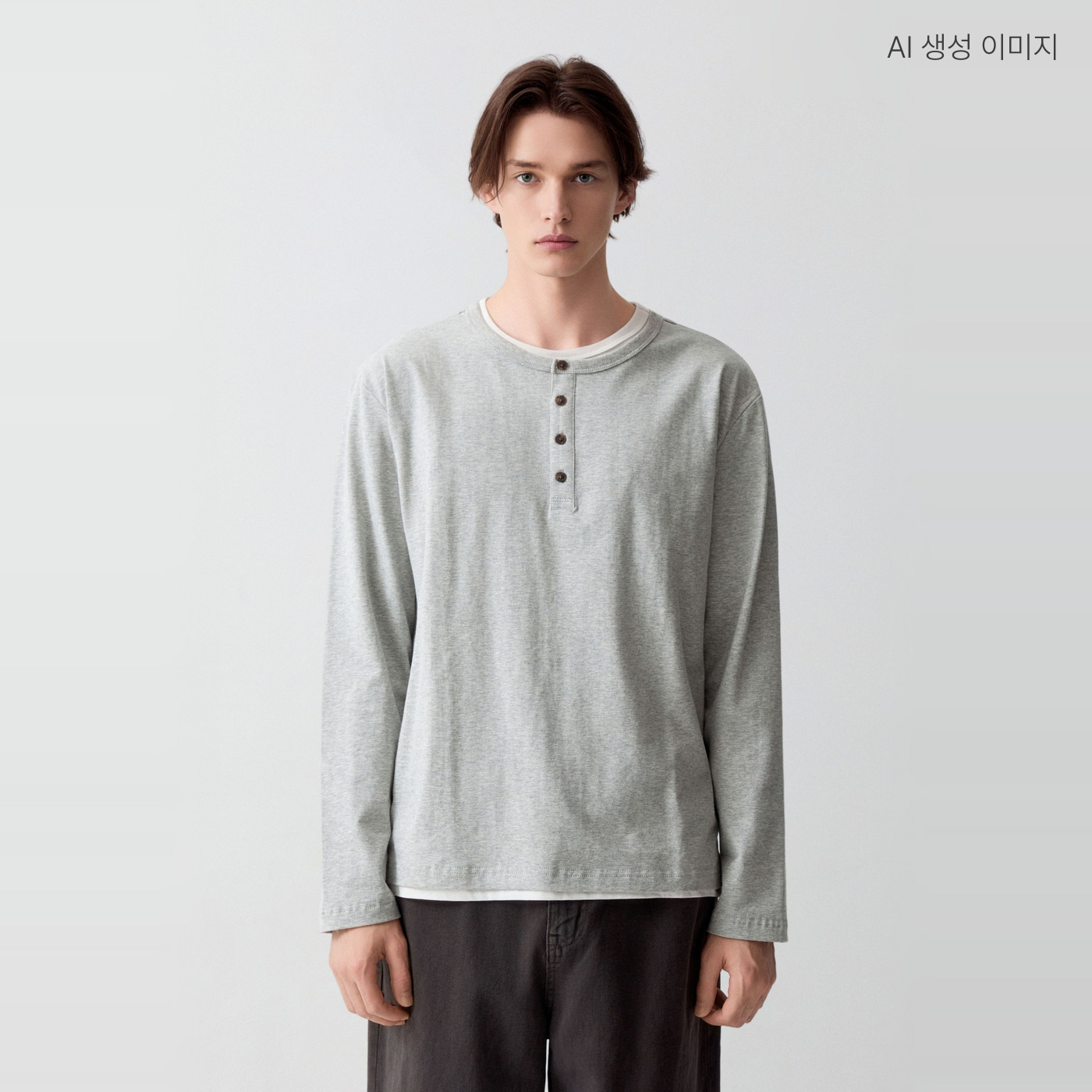 스파오 헨리넥 레이어드 긴팔티 SPLWG49M62 - 메인 이미지