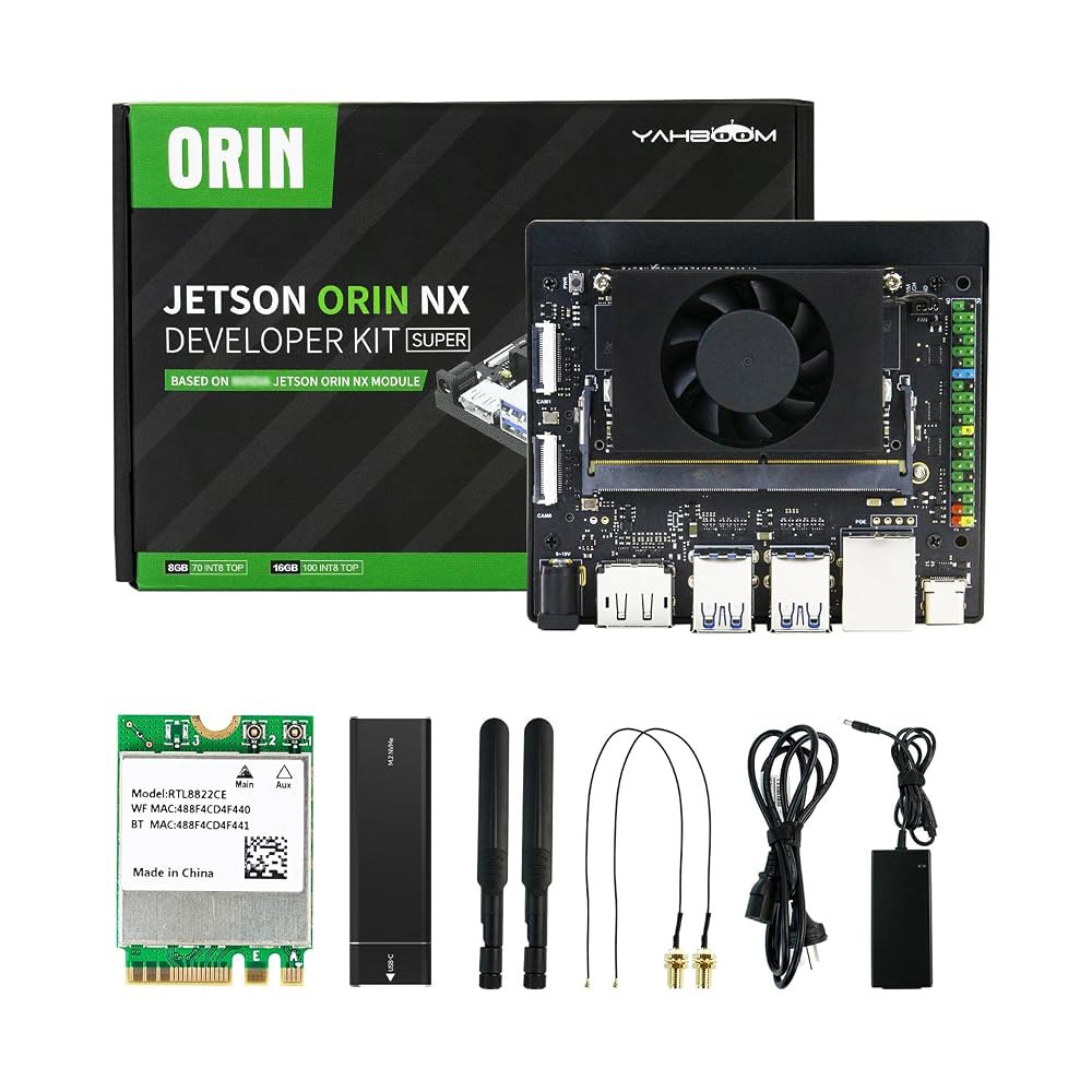 제트슨 오린 NX AI 개발키트 16GB 157TOPS 48W 전원 무선랜 케이스 Yahboom - 상품 이미지