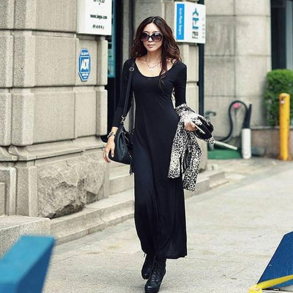 긴팔맥시원피스 롱홈웨어원피스 봄가을슬립원피스 - 상품 이미지