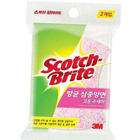 삼중양면 항균수세미 2개 탄냄비세척 3M주방수세미