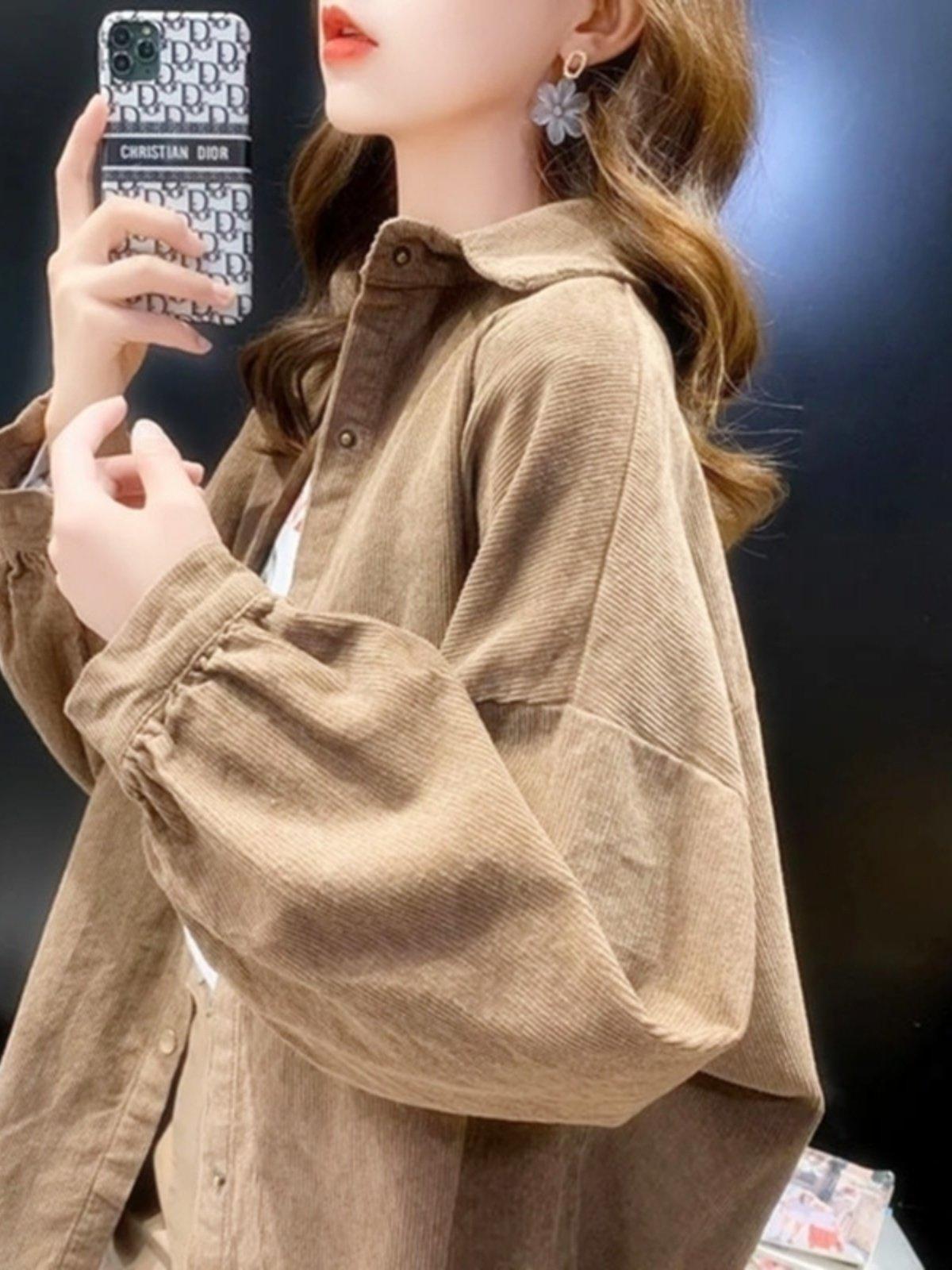 퍼플 코듀로이 루즈핏 긴팔 셔츠 - 상세 이미지 4