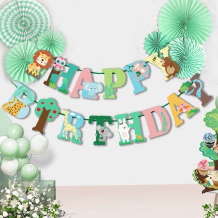 gwangbaemall 생일파티 가랜드 애니멀 배너 축하 현수막 홈파티 장식 이벤트 데코 소품